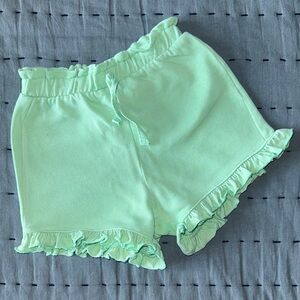 Zara Kids Light Green Ruffle Hem High Waist Shorts